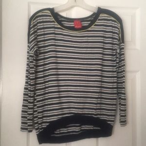 Ella Moss Navy and White Striped High Low Blouse